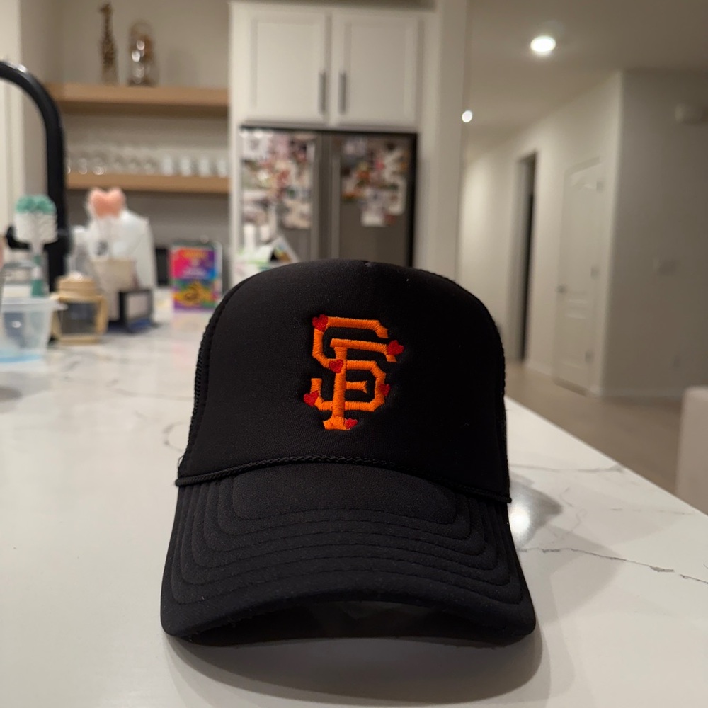 SF trucker hat Black with Orange Logo